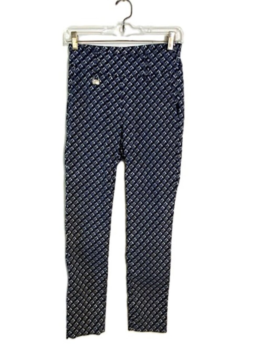 Daily Sports Golf Pants Pull On Magic Blue Pattern Ankle Crop Pant Size 4